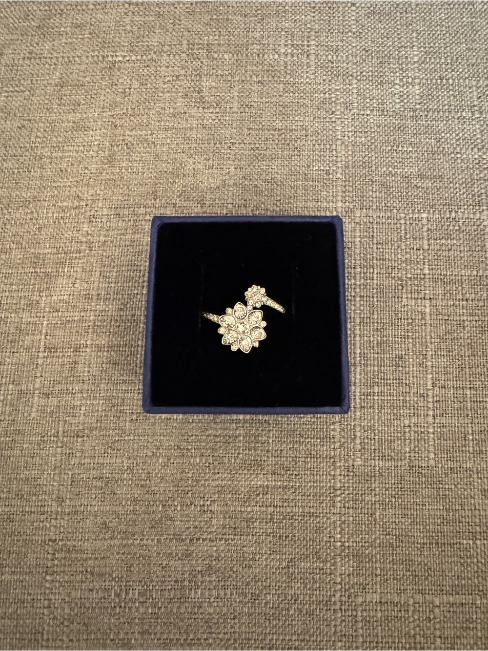 Swarovski Crystal Floral Open Ring - Size 7